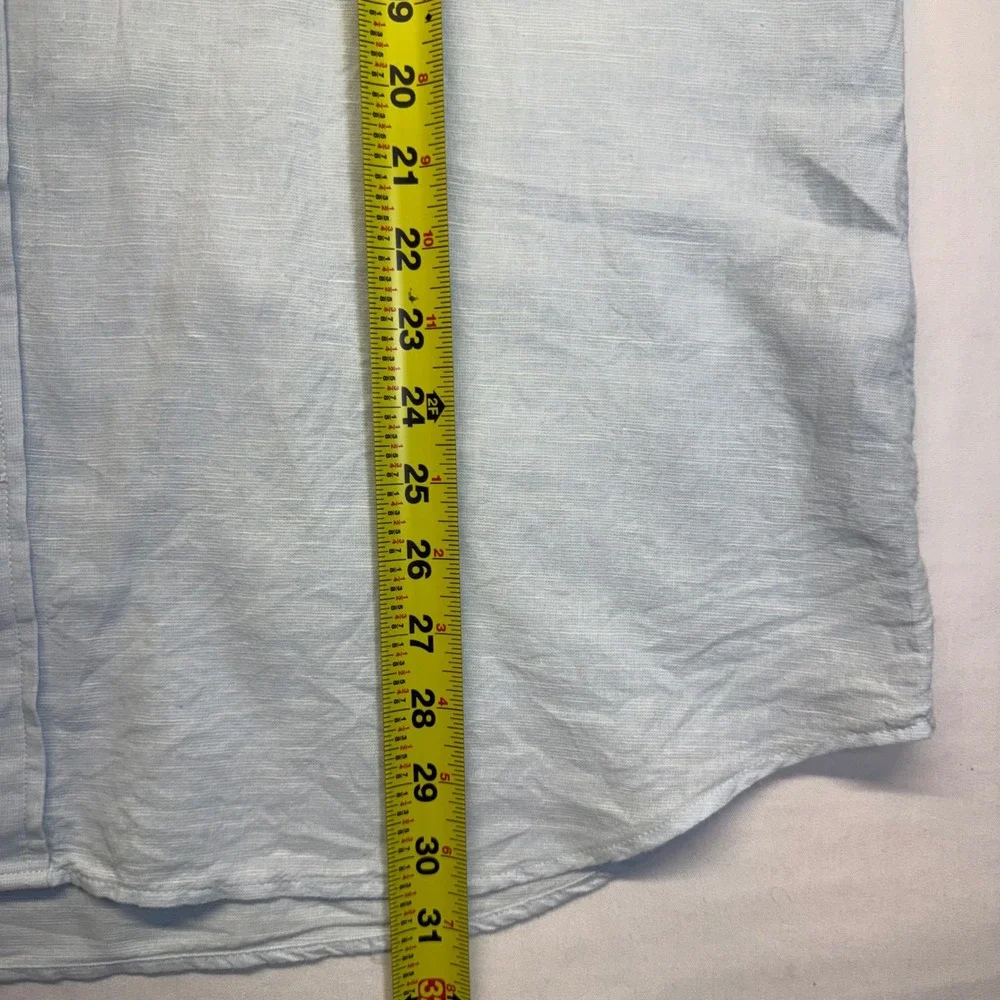 Banana Republic Linen Shirt XL Blue Coastal Beach Resort Summer Camp Collar Slim